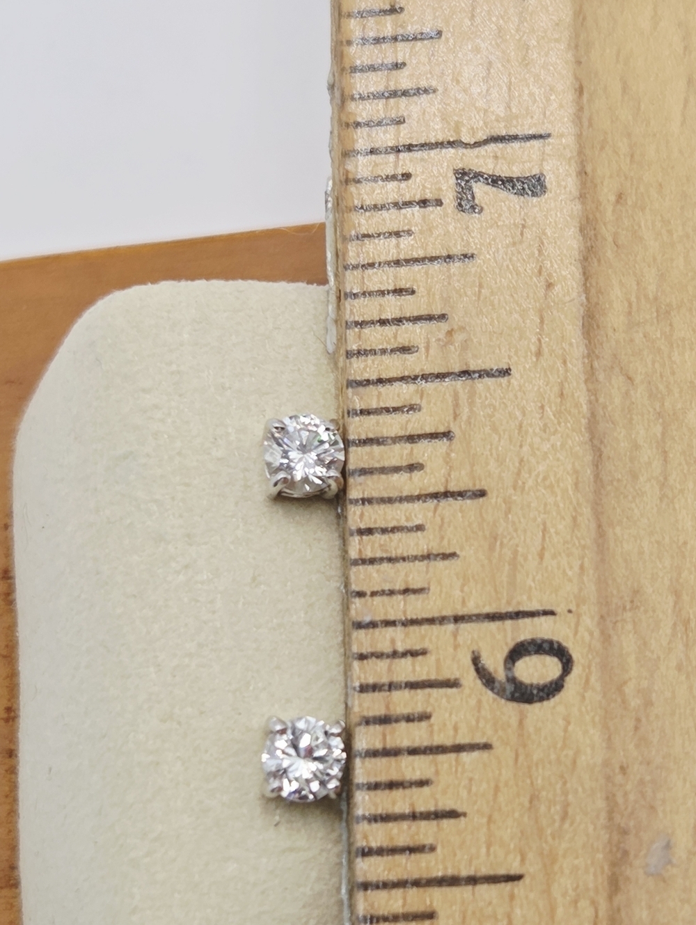 Diamond Stud Earrings Round Natural 14KT Gold 4 Prongs Minimalist - Picture 13 of 16